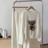 Đồ Bộ Nữ Pijama Mùa Đông Tay Dài Quần Dài Bông Nỉ In Gấu Ấm Mềm Mịn Áo Giữ Nhiệt 5