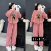 Đồ Bộ Nữ Pijama Mùa Đông Tay Dài Quần Dài Bông Nỉ In Gấu Ấm Mềm Mịn Áo Giữ Nhiệt 6