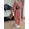 Đồ Bộ Nữ Pijama Mùa Đông Tay Dài Quần Dài Bông Nỉ In Gấu Ấm Mềm Mịn Áo Giữ Nhiệt 7
