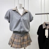 Đồ bộ nữ set áo cardigan cổ bẻ tay ngắn + chân váy xếp ly ngắn họa tết kẻ sang chảnh - Giá 249.000đ 4