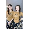 Đồ bộ nữ tay dài quần baggy thêu áo tăm lạnh, quần mango mềm mịn, vạt bầu A689 4