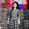 Đồ bộ nữ tay dài quần baggy thêu áo tăm lạnh, quần mango mềm mịn, vạt bầu A689 8