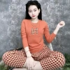 Đồ bộ nữ tay dài quần baggy thêu áo tăm lạnh, quần mango mềm mịn, vạt bầu A689 10