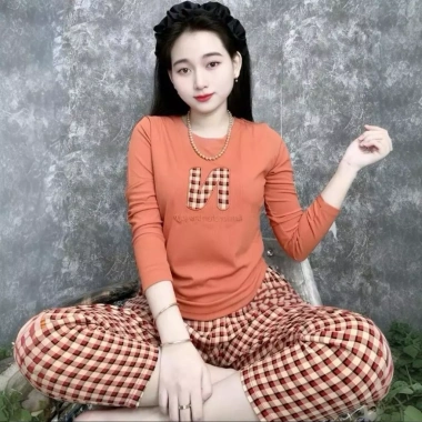 Đồ bộ nữ tay dài quần baggy thêu áo tăm lạnh, quần mango mềm mịn, vạt bầu A689 10 Đồ bộ nữ tay dài quần baggy thêu áo tăm lạnh, quần mango mềm mịn, vạt bầu A689 10