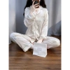 Đồ bộ pijama lụa Latin cao cấp tay dài hoa trắng phối xám - 280.800 VND 5