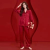 Đồ bộ pijama lụa Latin cao cấp tay dài màu đỏ TD063 - Giá chỉ 280.800₫ 2