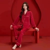 Đồ bộ pijama lụa Latin cao cấp tay dài màu đỏ TD063 - Giá chỉ 280.800₫ 4