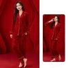 Đồ bộ pijama lụa Latin cao cấp tay dài màu đỏ TD063 - Giá chỉ 280.800₫ 5