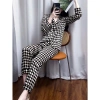 Đồ bộ pijama lụa Latin cao cấp tay dài sọc caro đen TD040 – mềm mịn sang trọng, giá 260.600 VND 2