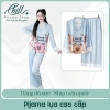 Đồ bộ pijama lụa tay dài, quần dài in hình capybara, size 42-65kg, giá 131.500đ 2
