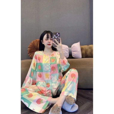 Đồ bộ pijama tay dài, quần dài cổ tròn xinh xắn tiểu thư, size 40‑55kg, giảm tới 139k 2