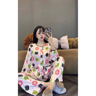 Đồ bộ pijama tay dài, quần dài cổ tròn xinh xắn tiểu thư, size 40‑55kg, giảm tới 139k 3