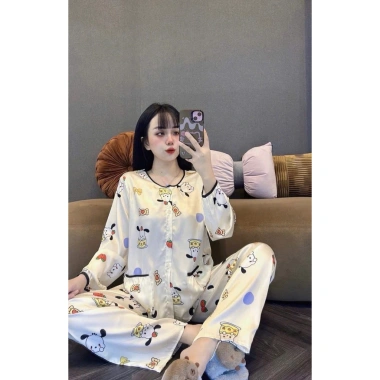 Đồ bộ pijama tay dài, quần dài cổ tròn xinh xắn tiểu thư, size 40‑55kg, giảm tới 139k 4