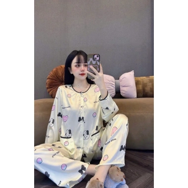 Đồ bộ pijama tay dài, quần dài cổ tròn xinh xắn tiểu thư, size 40‑55kg, giảm tới 139k 7
