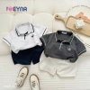 Đồ Bộ Polo Cộc Tay Bé Trai Thêu Chữ Cotton Mềm Thấm Hút Mồ Hôi Size 8 23kg 245k 2