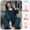Đồ bộ tay dài nữ mặc nhà chất đũi xốp cao cấp, bèo tơ siêu xinh, caro dễ thương - CARY 115k