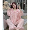 Đồ bộ tay dài nữ mặc nhà chất đũi xốp cao cấp, bèo tơ siêu xinh, caro dễ thương - CARY 115k 9