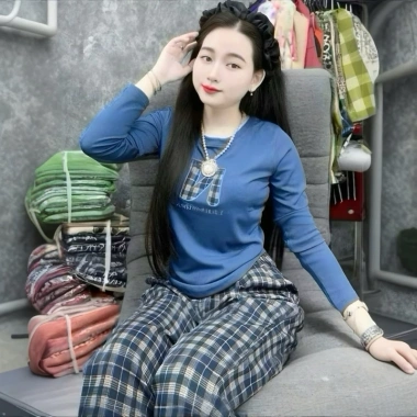 Đồ bộ tay dài Quân Baggy nữ thêu áo tăm lạnh, quần mango mát nhẹ, size 47-75kg – Giá chỉ 180.000₫ 6