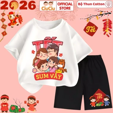 Đồ Bộ Tết CIUCIU KID Quần Áo Thun Cộc Tay Cho Bé Trai & Bé Gái - Giá 179.000₫
