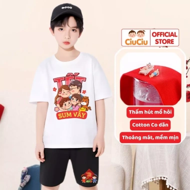 Đồ Bộ Tết CIUCIU KID Quần Áo Thun Cộc Tay Cho Bé Trai & Bé Gái - Giá 179.000₫