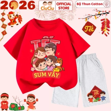 Đồ Bộ Tết CIUCIU KID Quần Áo Thun Cộc Tay Cho Bé Trai & Bé Gái - Giá 179.000₫ 5 Đồ Bộ Tết CIUCIU KID Quần Áo Thun Cộc Tay Cho Bé Trai & Bé Gái - Giá 179.000₫ 5