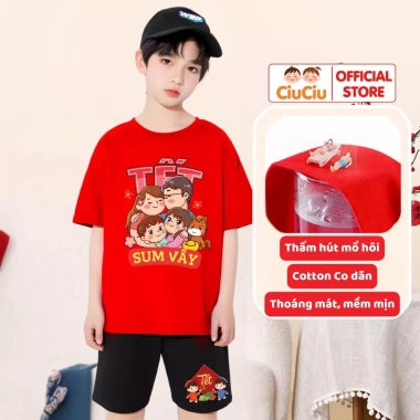 Đồ Bộ Tết CIUCIU KID Quần Áo Thun Cộc Tay Cho Bé Trai & Bé Gái - Giá 179.000₫