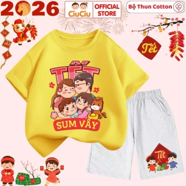Đồ Bộ Tết CIUCIU KID Quần Áo Thun Cộc Tay Cho Bé Trai & Bé Gái - Giá 179.000₫