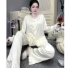 Đồ Bộ Tiểu Thư Mặc Nhà – Áo Nút Bọc Viền Bèo Voan, Lụa Latin Mềm Mịn, Size 7