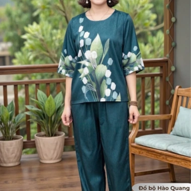 Đồ bộ trung niên lụa Vân Gỗ Hào Quang cao cấp, nhẹ mát, thoải mái - chỉ 117k