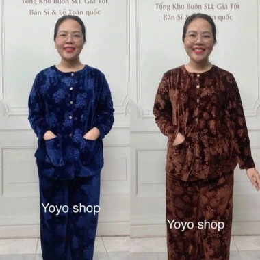Đồ Bộ Trung Niên Nhung Bà Thu Đông Mã N - Chất Lụa Cao Cấp, Giá 189.000₫