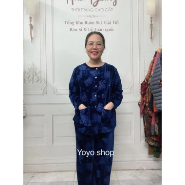 Đồ Bộ Trung Niên Nhung Bà Thu Đông Mã N - Chất Lụa Cao Cấp, Giá 189.000₫