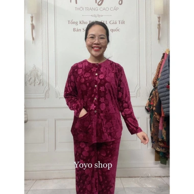 Đồ Bộ Trung Niên Nhung Bà Thu Đông Mã N - Chất Lụa Cao Cấp, Giá 189.000₫