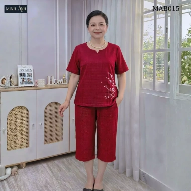 Đồ bộ trung niên nữ siêu mát Minh Anh vải đũi sợi lanh MAB01 - Giá chỉ 89.000đ 10