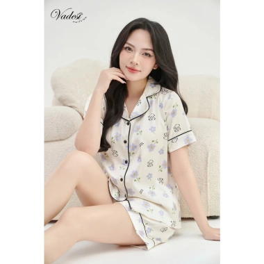 Đồ bộ VADESI đùi tay ngắn pijama lụa mát mềm họa tiết hoa tím thoáng nhẹ mùa hè giảm còn 269k Đồ bộ VADESI đùi tay ngắn pijama lụa mát mềm họa tiết hoa tím thoáng nhẹ mùa hè giảm còn 269k