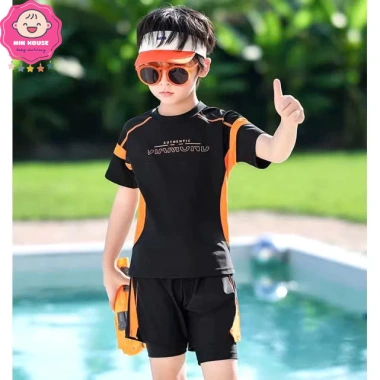 Đồ bơi 2 mảnh bé trai 10-42kg dưới 1m5 - Áo tay ngắn viền, quần 2 lớp, giá 219.000 VND 3