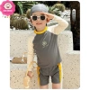 Đồ bơi 2 mảnh bé trai 10-45kg dưới 1m5 áo tay dài, quần 2 lớp phối viền, giá 219.000 đồng - đi biển, đi bơi 5