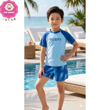 Đồ bơi 2 mảnh bé trai 10-46kg dưới 1m55 - Áo tay ngắn, quần 2 lớp, đi biển, bơi - 219.000₫ 4