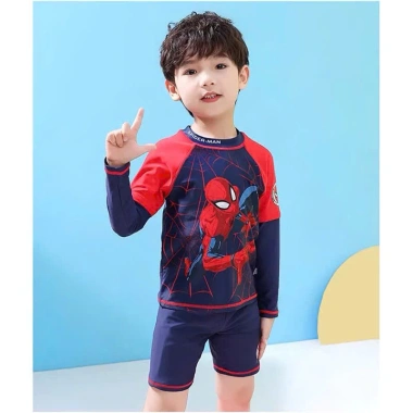Đồ bơi 2 mảnh bé trai 17-30kg áo tay dài xanh họa tiết Người Nhện, thích hợp đi biển, bơi - 189.000₫ 6