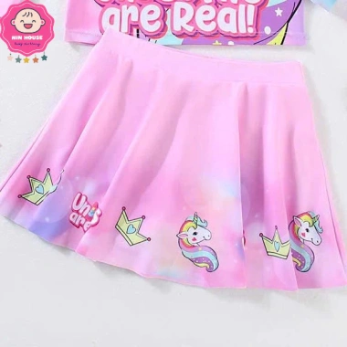 Đồ bơi 2 mảnh tay dài, chân váy ngựa Pony cho bé gái 10-25kg, đi biển, đi bơi