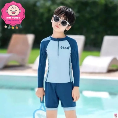Đồ bơi 2 mảnh tay dài, quần 2 lớp cho bé trai, phù hợp đi biển, bơi - Giá 189.000₫ 4