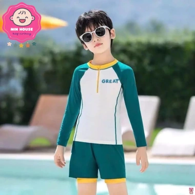 Đồ bơi 2 mảnh tay dài, quần 2 lớp cho bé trai, phù hợp đi biển, bơi - Giá 189.000₫ 5