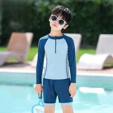 Đồ bơi 2 mảnh tay dài, quần 2 lớp cho bé trai, phù hợp đi biển, bơi - Giá 189.000₫ 9