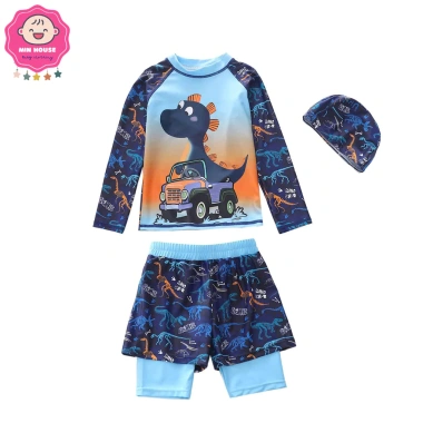 Đồ bơi 2 mảnh tay dài, quần 2 lớp họa tiết in tràn cho bé trai 10-45kg dưới 1m55 - Đi biển, đi bơi giá 230k 6