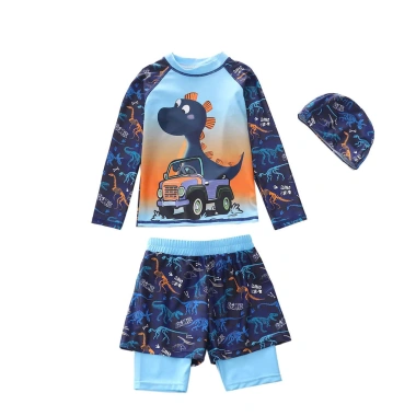 Đồ bơi 2 mảnh tay dài, quần 2 lớp họa tiết in tràn cho bé trai 10-45kg dưới 1m55 - Đi biển, đi bơi giá 230k 9