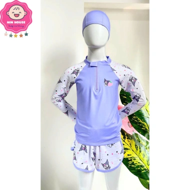 Đồ bơi 2 mảnh tay dài, quần 2 lớp in họa tiết Kuromi đáng yêu cho bé gái - Đi biển, đi bơi - Giá ưu đãi 199.000₫