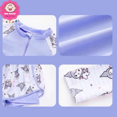 Đồ bơi 2 mảnh tay dài, quần 2 lớp in họa tiết Kuromi đáng yêu cho bé gái - Đi biển, đi bơi - Giá ưu đãi 199.000₫