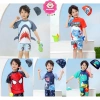 Đồ bơi 2 mảnh tay ngắn Người Nhện và Cá Mập kèm nón cho bé trai 11-30kg - 189.000