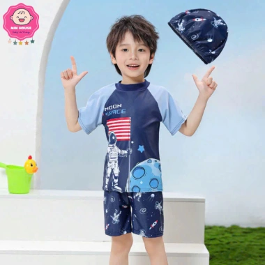 Đồ bơi 2 mảnh tay ngắn Người Nhện và Cá Mập kèm nón cho bé trai 11-30kg - 189.000 5