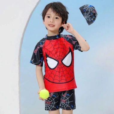 Đồ bơi 2 mảnh tay ngắn Người Nhện và Cá Mập kèm nón cho bé trai 11-30kg - 189.000 9