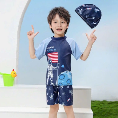 Đồ bơi 2 mảnh tay ngắn Người Nhện và Cá Mập kèm nón cho bé trai 11-30kg - 189.000 10
